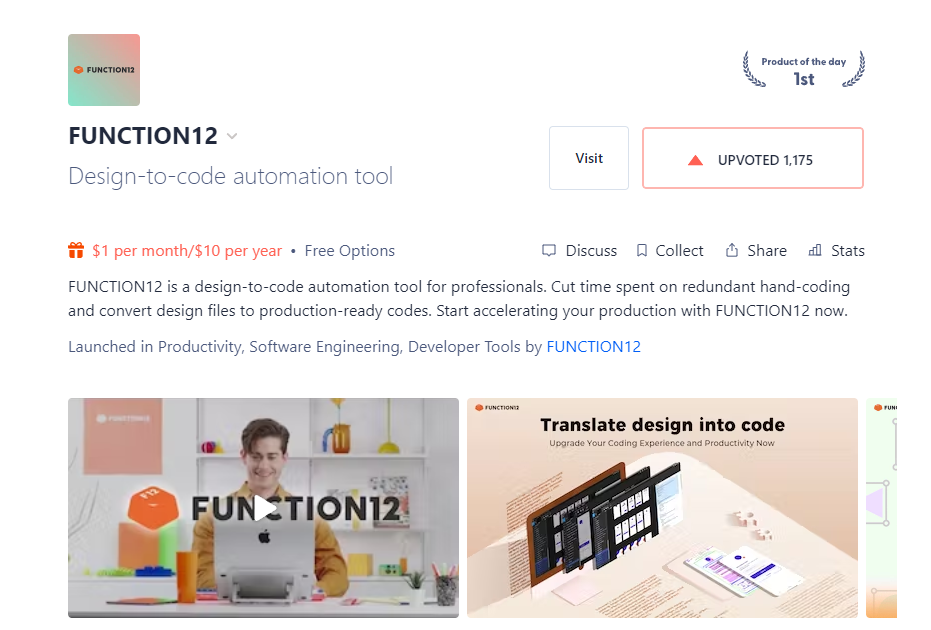 FUNCTION12 Product Hunt Page